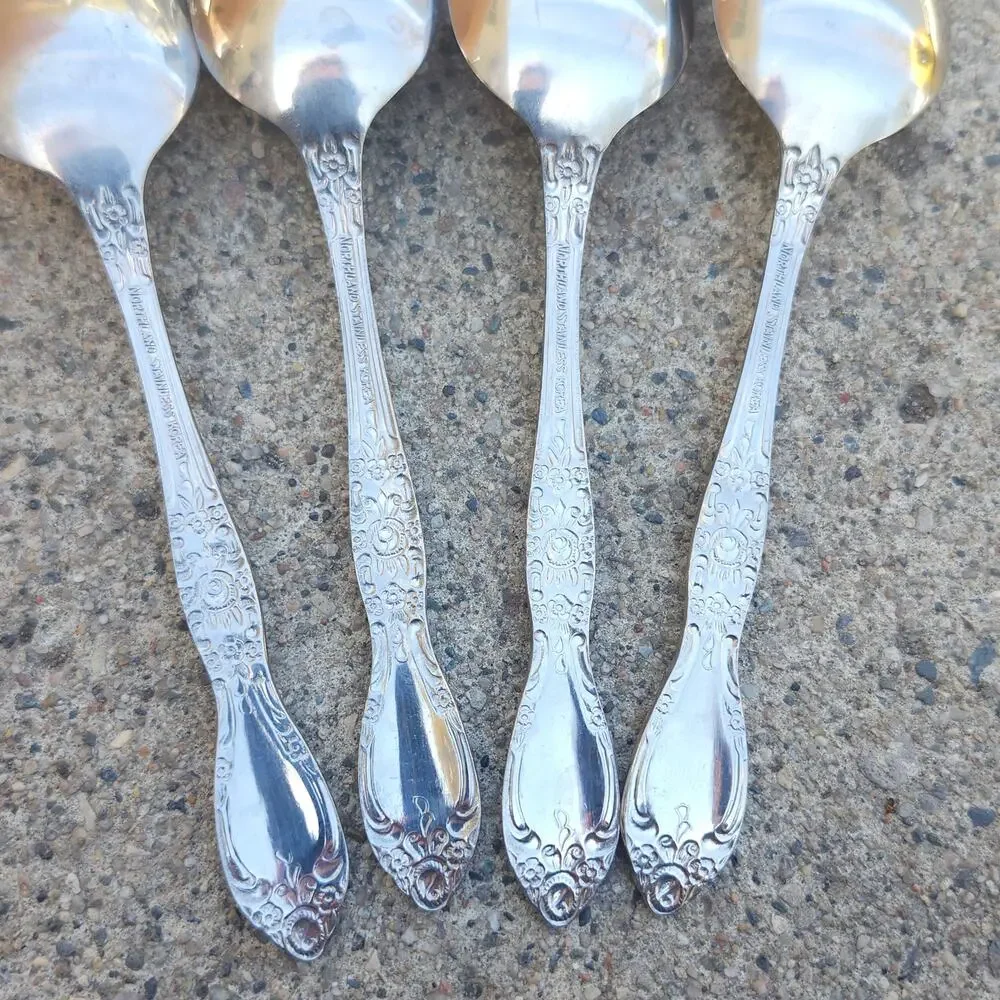 Oneida Northland Carolina Banbury Teaspoons Set 4 Korea Stainless Flatware Vtg